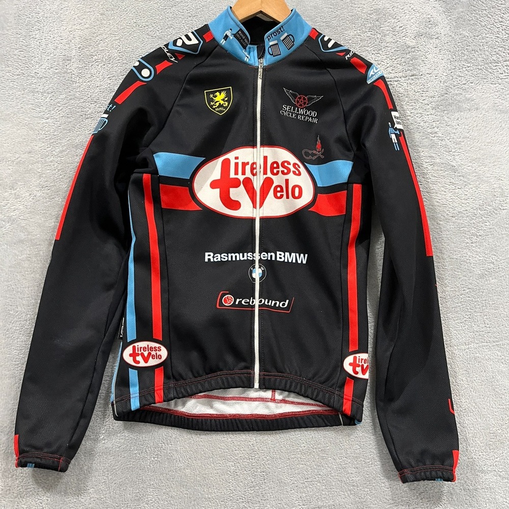 Verge Sport Cycling Jacket Mens‎ Small Pattern Full Zip Fleece BMW Pelta Racing